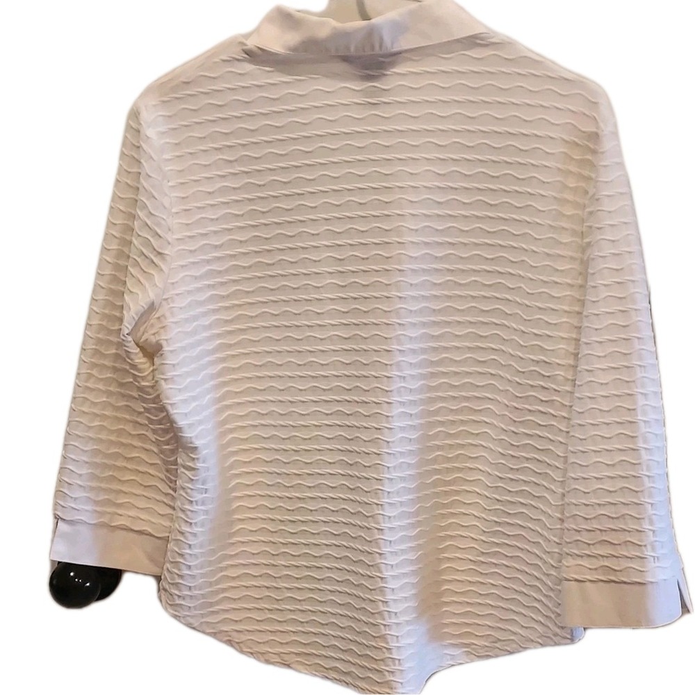 Kate Landry Womens Textured Full Zip Blouse Large Made in USA - Picture 3 of 3